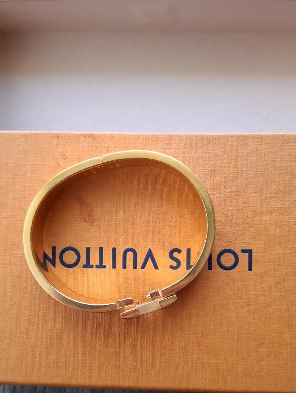 Hermes Gold & White Enamel H Bracelet Bangle